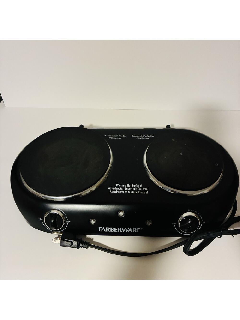 Farberware Double Burner Electric Cooktop 1800W Black FH202-D11 120V